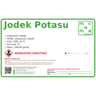 Jodek Potasu, CAS 7681-11-0 — etykieta produktu chemicznego