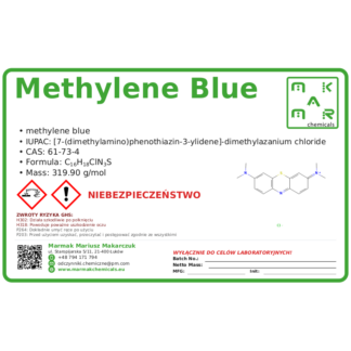 Methylene Blue, CAS 61-73-4 — etykieta produktu chemicznego