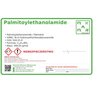 Palmitoylethanolamide, CAS 544-31-0 — etykieta produktu chemicznego