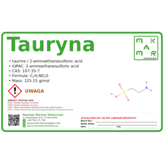 Tauryna, CAS 107-35-7 — etykieta produktu chemicznego