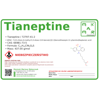 Tianeptine, CAS 66981-73-5 — etykieta produktu chemicznego